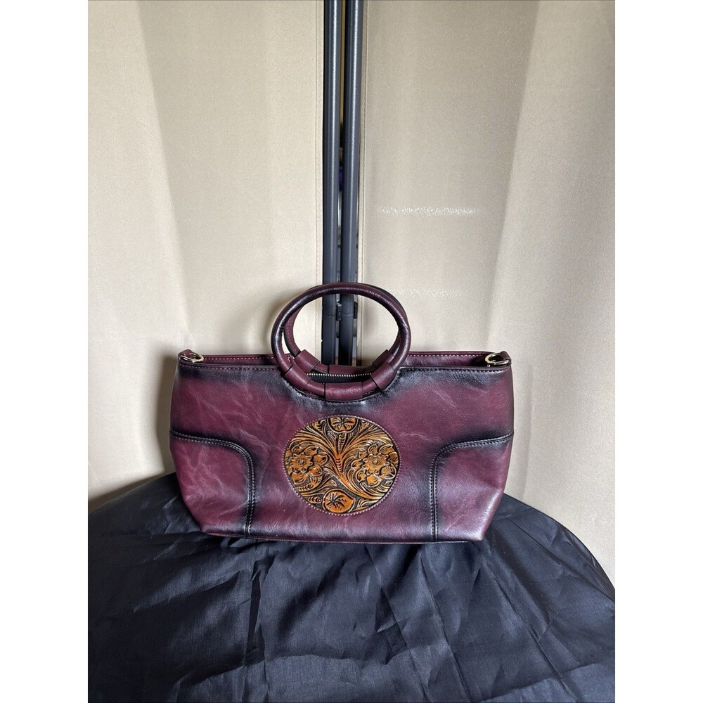 Brown glamour tote bag Embossed floral design Crossbody Satchel Removable Strap